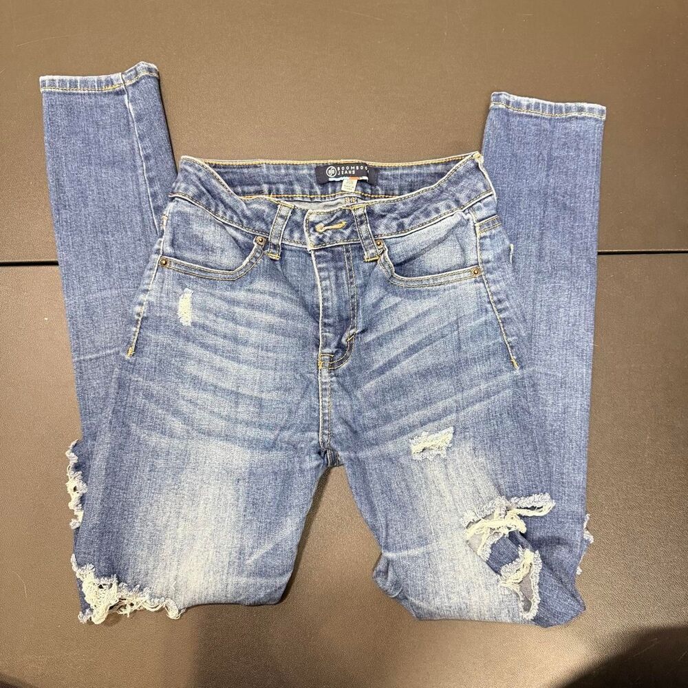 Boom Boom Jeans Size 3/26 Distressed Ripped Skinny Jeans Medium Wash